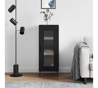 Mandloder Buffet noir 34,5 x 34 x 90 cm, matériau dérivé du bois, vitrine en verre, espace de rangement, pour salon, couloir, console