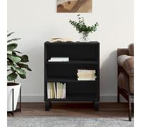 Mandloder Buffet noir 57 x 35 x 70 cm en bois avec espace de rangement, pieds en fer, design moderne pour salon, couloir