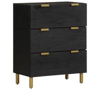 Mandloder Buffet noir 60 x 33 x 75 cm en bois avec pieds en métal, avec poignées, espace de rangement polyvalent pour cuisine, salle de bain, bureau et salon - Meuble robuste