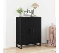 Mandloder Buffet noir aspect chêne, 69,5 x 34 x 90 cm, en bois dérivé du bois, armoire de buffet avec portes, rangement de salon, salle à manger, design moderne