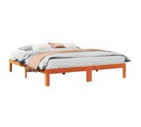 Mandloder Cadre de Lit 180x200cm en Bois de Pin Massif, Finition Cire Marron, Sommier à Lattes Intégré, Stable, Modulable pour Lit Familial, Robuste