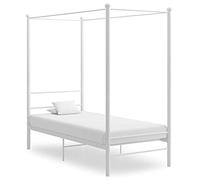 Mandloder Cadre de Lit à Baldaquin en Métal Blanc 90x200 cm, Robuste pour Chambre d'enfant ou Adulte, Support de Matelas Jumeau, Moustiquaire Personnalisable