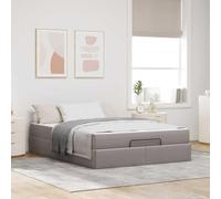 Mandloder Cadre de lit avec espace de rangement - Taupe - 160 x 200 cm - Housse en tissu - Design moderne - Cadre de lit king size avec matelas - Structure robuste en bois pour chambre à coucher