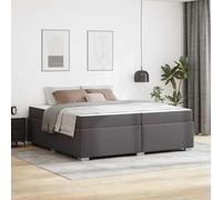 Mandloder Cadre de lit avec matelas gris, 200 x 200 cm, housse en tissu, matériau dérivé du bois, design moderne, taille de lit impérial, capacité de charge de 280 kg, pour 2 personnes, durable