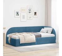 Mandloder Cadre de Lit d'angle Bleu 80x200 cm en Velours, Design Gain de Place, Tête de Lit Réversible, Structure Robuste en Bois pour Chambre d'enfant ou Adulte, Couchage Simple