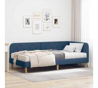 Mandloder Cadre de Lit d'angle Bleu 90x190 cm en Tissu avec Matelas Mousse Intégré, Design Modulable pour Chambre et Salon, Support Durable