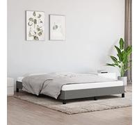 Mandloder Cadre de Lit Double Gris Foncé 140x190 cm en Tissu Durable, Support Robuste, Lattes Contreplaqué, Structure Complète pour Chambre Adulte