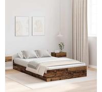 Mandloder Cadre de lit en bois recyclé 120 x 190 cm, matériau en bois, avec tiroirs, design moderne, durable, pour chambre à coucher, capacité de charge de 200 kg, matelas queen size