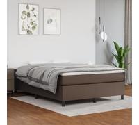 Mandloder Cadre de Lit Marron 140x190 cm en Similicuir Durable avec Lattes en Contreplaqué, Structure Robuste, Full Bed Frame pour Chambre Adulte, Design Élégant