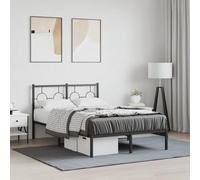 Mandloder Cadre de Lit Métal Noir 120x190cm, Robuste avec Tête de Lit, Lattes en Acier, Support Matelas Optimal, Espace Rangement, Design Élégant Chambre Adulte