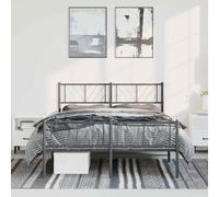 Mandloder Cadre de Lit Métal Noir 135x190cm, Sommier Robuste en Acier Poudré avec Tête et Pied de Lit, Espace Rangement, Soutien Matelas Complet