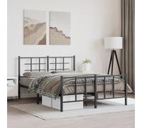 Mandloder Cadre de Lit Métal Noir 140x190cm avec Tête et Pied de Lit, Sommier Robuste en Acier, Espace Rangement, Support Matelas Complet