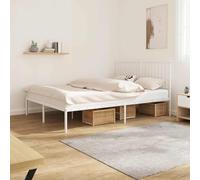 Mandloder Cadre de Lit Métal Robuste Blanc 140x200 cm, Sommier Classique avec Lattes, Espace Rangement, Soutien Durable pour Matelas Double, Chambre Adulte