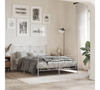 Mandloder Cadre de Lit Métal Robuste Blanc 140x200 cm, Sommier Lattes Acier, Tête et Pied de Lit Fonctionnels, Grand Espace Rangement, Design Élégant et Intemporel pour Chambre Adulte