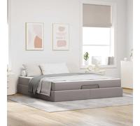 Mandloder Cadre de lit moderne avec mémoire, taupe, 180 x 200 cm, housse en tissu, super king size, espace de rangement pour chambre à coucher, matelas inclus