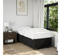 Mandloder Cadre de Lit Noir 100x200 cm en Tissu Polyester Durable, Base Robuste avec Lattes, Support Optimal pour Matelas Simple, Pieds Stables