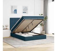 Mandloder Cadre de Lit Ottoman 140x190 cm Bleu Foncé en Velours avec Matelas Ressorts Ensachés, Rangement Hydraulique, Tête de Lit et Surmatelas Confortable