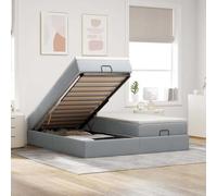 Mandloder Cadre de Lit Ottoman Gris Clair 180x200cm avec Matelas à Ressorts Ensachés et Surmatelas, Tissu Durable, Grand Rangement, Lit Double Confortable