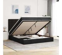 Mandloder Cadre de Lit Ottoman Noir 200x200cm en Tissu avec Matelas à Ressorts Ensachés, Grand Rangement Hydraulique, Tête de Lit Réglable, Confort Supérieur