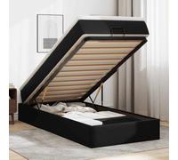 Mandloder Cadre de Lit Ottoman Noir 80x200 cm avec Matelas Ressorts Ensachés, Similicuir Durable, Rangement Hydraulique, Surmatelas Confortable, Lit Simple