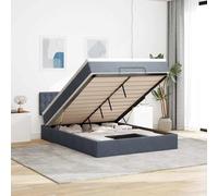 Mandloder Cadre de lit Ottoman Velours Gris foncé, 140x190 cm, avec Matelas à Ressorts ensachés et surmatelas, Grand Rangement sous Le lit, pour Chambre à Coucher
