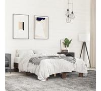 Mandloder Cadre de Lit Robuste Chêne Marron 140x190 cm, Structure de Lit Complète en Bois d'Ingénierie pour Chambre Adulte, Support Matelas Stable avec Lattes Contreplaqué