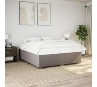 Mandloder Cadre de lit taupe 200 x 200 cm, housse en tissu polyester, sommier à lattes, pieds en bois de pin, design moderne, grand confort de sommeil, construction stable