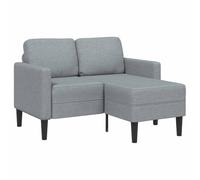 Mandloder Canapé 2 places en forme de L avec méridienne gris clair 125 cm tissu moderne petit salon fauteuil sectionnel avec pieds en métal confortable et stable