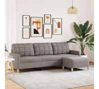 Mandloder Canapé 3 places avec tabouret, en tissu taupe, largeur d'assise : 210 cm, design moderne, structure en métal, rembourrage confortable, grand canapé d'angle pour la détente