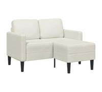 Mandloder Canapé d'angle 2 places en forme de L en velours crème 125 cm de large Canapé d'angle moderne pour petit salon Canapé de salon stable