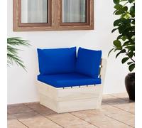 Mandloder Canapé d'angle de jardin en palette avec coussins en épicéa imprégné, 60 x 60 x 65 cm, bleu, modulable, pour terrasse, jardin, balcon