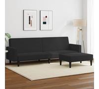 Mandloder Canapé-lit 2 places avec repose-pieds - En velours noir - Réglable - Moderne - Pour salon, chambre d'amis, petit canapé d'angle avec accoudoirs - Chaise longue confortable - 220 x 84,5 x 69