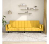 Mandloder Canapé-lit 2 places en tissu jaune de 220 cm de large avec 2 coussins - Canapé-lit moderne pour salon, chambre d'amis, petit appartement