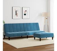 Mandloder Canapé-lit 2 places en velours bleu avec repose-pieds, 200 x 84,5 x 69 cm, lit d'invité convertible pour salon, meubles rembourrés modernes