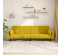 Mandloder Canapé-lit 2 places en velours jaune avec 2 coussins pour invités & salon, polyvalent, convertible, confortable, 220 x 84,5 x 69 cm
