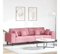 Mandloder Canapé moderne 4 places, rose, 250 x 77 x 76 cm, en velours doux, avec coussins en plumes, construction en contreplaqué durable, pour salon, chambre d'amis