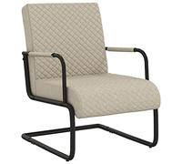 Mandloder Cantilever en cuir synthétique gris clair - Structure en métal - 64,5 x 77 x 88,5 cm - Chaise d'appoint confortable pour salon, salle à manger, salon - Charge maximale : 110 kg