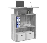 Mandloder Comptoir de réception en bois robuste avec étagère pour bureaux d'entreprise, cabinets et salons - Gris Sonoma - 100 x 40 x 104 cm