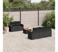 Mandloder Ensemble de 6 canapés de jardin en rotin synthétique noir avec espace de rangement, résistant aux UV, capacité de charge de 110 kg, pour terrasse, balcon, extérieur