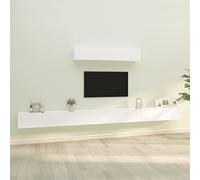 Mandloder Ensemble de 6 meubles TV en bois blanc, 100 x 30 x 30 cm et 80 x 30 x 30 cm, montage mural, espace de rangement pour salon, centre de divertissement moderne