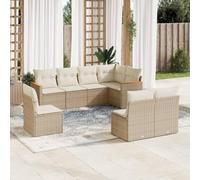 Mandloder Ensemble de 8 meubles de jardin en polyrotin beige avec espace de rangement, résistant aux UV, design modulaire pour terrasse, balcon, extérieur