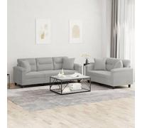 Mandloder Ensemble de canapé 2 pièces avec coussin, gris clair, ensemble de canapé d'angle moderne, tissu microfibre doux, structure en métal robuste, expérience d'assise confortable pour salon, home