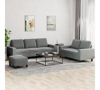 Mandloder Ensemble de canapé 3 pièces en tissu gris foncé, canapé d'angle moderne 2 places, 3 places et repose-pieds - Meubles rembourrés confortables pour le salon - Résistant et élégant