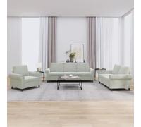 Mandloder Ensemble de canapé 3 pièces en velours gris clair avec coussins, canapés modernes pour salon, construction robuste en métal et bois, confortable 3-2-1 places