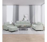 Mandloder Ensemble de canapé 4 pièces en velours gris clair avec coussins, structure en métal robuste, expérience d'assise confortable, repose-pieds polyvalent, fauteuil 78 x 77 x 80 cm