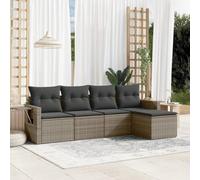 Mandloder Ensemble de canapé de jardin en rotin synthétique résistant aux UV avec coussins, kit de conversation pour patio extérieur, design modulaire pour terrasse et balcon Gris