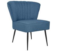 Mandloder Fauteuil à cocktail, en tissu bleu, design rétro, fauteuil rembourré confortable pour salon, chambre à coucher, 64 x 73 x 81 cm, pieds en acier robuste
