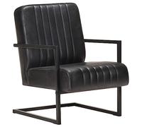 Mandloder Fauteuil cantilever en cuir véritable, moderne, pour salon, confortable, avec cadre en métal, 60 x 75 x 80 cm