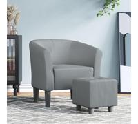 Mandloder Fauteuil club avec repose-pieds, tissu gris clair, design moderne, fauteuil d'accentuation confortable, structure en bois de pin robuste, pour salon, chambre à coucher, bureau, charge