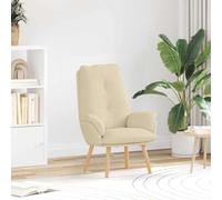 Mandloder Fauteuil crème 69 x 74 x 93 cm, tissu sherpa, polyester, pieds en bois massif, fauteuil relaxant confortable pour salon, chambre à coucher, bureau
